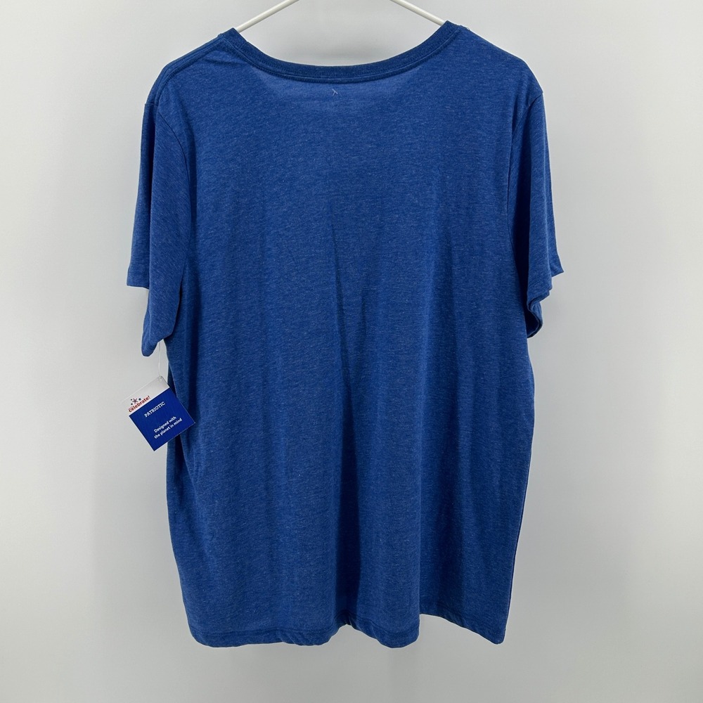 Way To Celebrate Patriotic Blue Graphic T Red Foil Truck Hearts XXL NWT July 4th - Picture 9 of 10